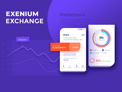 Exenium Exchange balance bitcoin blockchain crypto currency crypto wallet dashboad design ecommerce exchange finance interface marketplace money product ui ux vector web