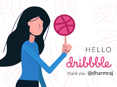 Hello, Dribbble! design dribble first flat hello hello dribble illustration shot vector web