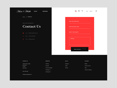 Contact Us Page black business contact contact us contact us page ecommerce form form design get in touch help modern online shop red shop simple slick