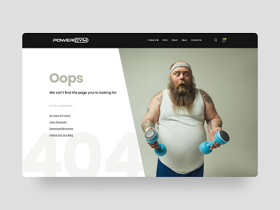 404 Page Gym Website 404 design error page ui ux web website