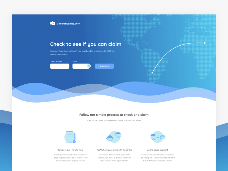 Flight Delays Claim flight delays gradients landing page minimal ui ux web design