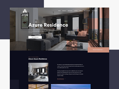 Azure Residence abstract blue cgi dark landingpage property squares ui ux website