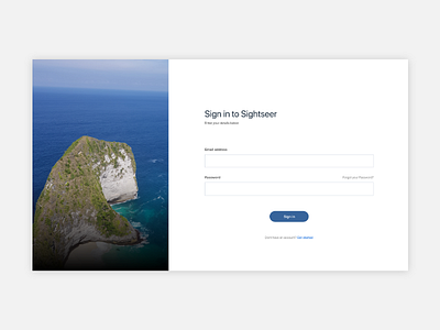 Simple login page for travel website.