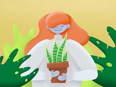 The plant lady character illustration plants procreate vector