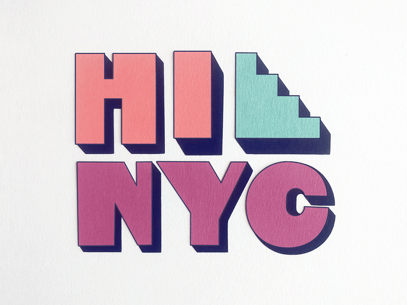 Hi NYC craft geometric handmade illustration illustrator paper papercraft retro stop motion typography