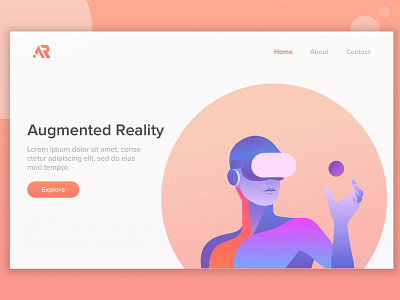 Augmented Reality illustration ui website concept