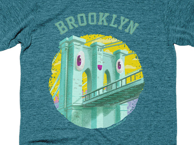 Happy Brooklyn Bridge architecture bridges brooklyn cartoon painterly