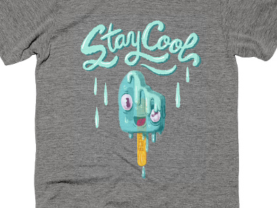 Stay Cool cartoon cute drippy hand drawn hand type melting melty popsicle shirts tees tshirts typography