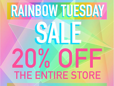 Blind Heart Co: Rainbow Tuesday Sale Promo colors email marketing rainbow sales
