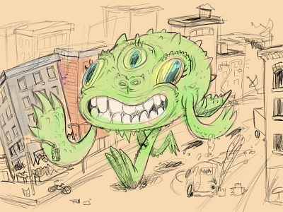Scuse Me (WiP) brooklyn city illustration city kaiju monsters