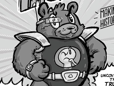 My Purpose Hero bears cartoon comics grayscale illustration