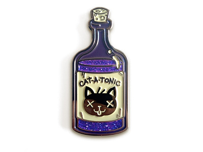 Cat-A-Tonic Enamel Pin bottles cats drank drinks enamel pins illustration pins