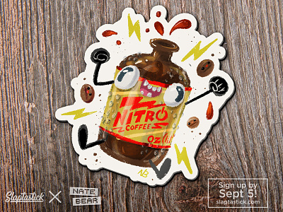 Slaptastick Sticker - Nitro Cold Brew Coffee art cartoon coffee cold brew slaptastick stickers