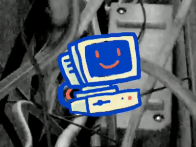 Puter GIF 8bit blue computer electronics gif gif sticker giphy oldschool pc red retro retro gif retrowave robot