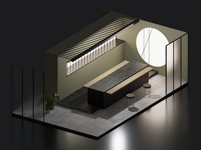 Microcosmic 3D Bar Counter 3d blender design smart home ui