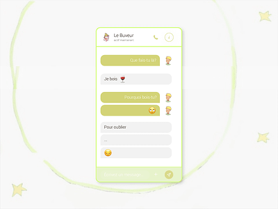 The Tippler & The Little Prince app chat dailyui dailyui013 directmessaging green message mobile thelittleprince tippler ui ux