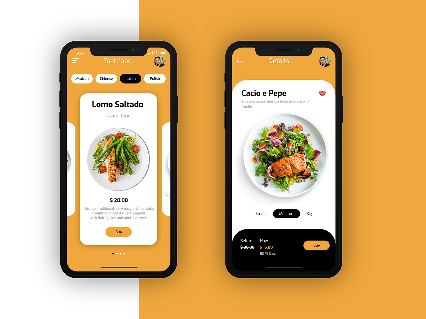 Fast food UI Design by Rachid EL KADDOURI on Dribbble