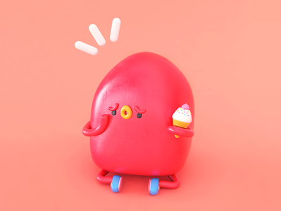 Chewing Gum 3d artwork c4d character cute graphic red