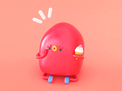 Chewing Gum 3d artwork c4d character cute graphic red