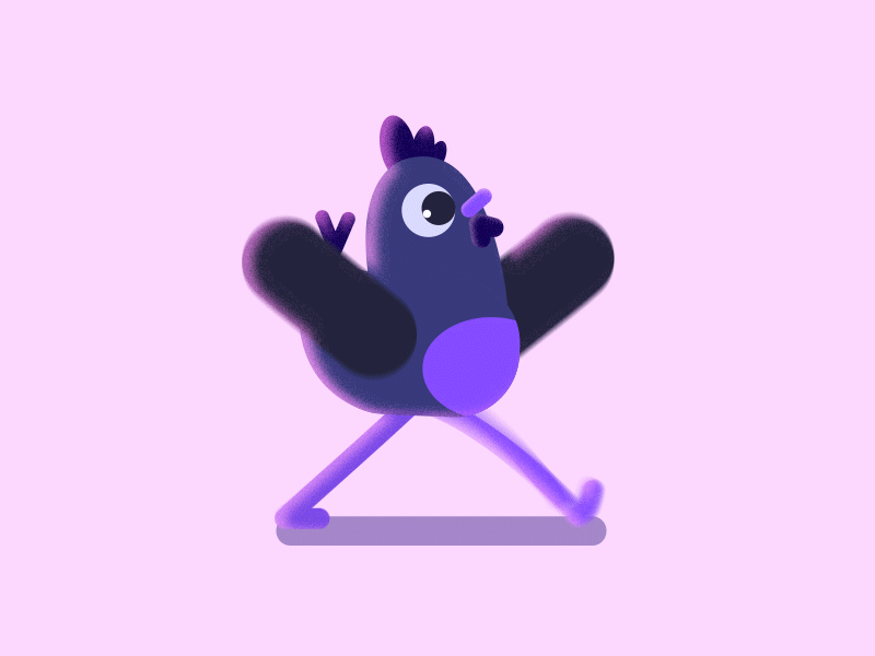 Silky fowl 2d black chicken character chicken cut gif illustration purple silky fowl walkcycle 닭 오골계