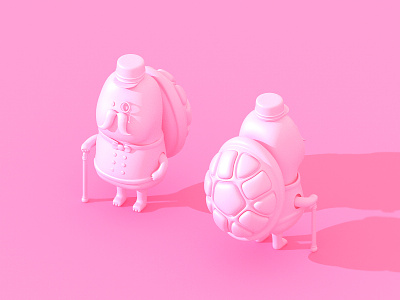 Turtle 3d arttoy artwork c4d character modeling pink redshift turtle 거북이