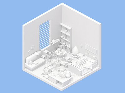 Room Render | hamster 3d artwork c4d graphic render room test white