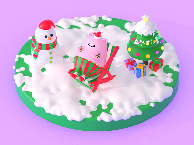 Christmas Hamzzi 3d arttoy artwork c4d character design christmas cute graphic green hamster hamzzi red santa snow snowman tree white 캐릭터