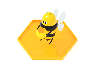 Honey Bee 3d artwork bee c4d character character design honey bee yellow 꿀벌 벌 캐릭터
