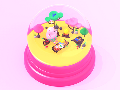 The First Day of Spring 3d arttoy artwork c4d character character design color colour cute friends garden hamster hamzzi pink redshift spring 캐릭터 햄찌