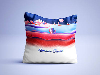 Summer Travel | pillow artwork cushion design eider holiday illustration pillow summer surfing travel 여름 여행 일러스트