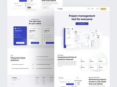 Taskee : Landing Page Exploration application dashboad landing page project management task management app uidesign uiux user experience userinterface web webapp