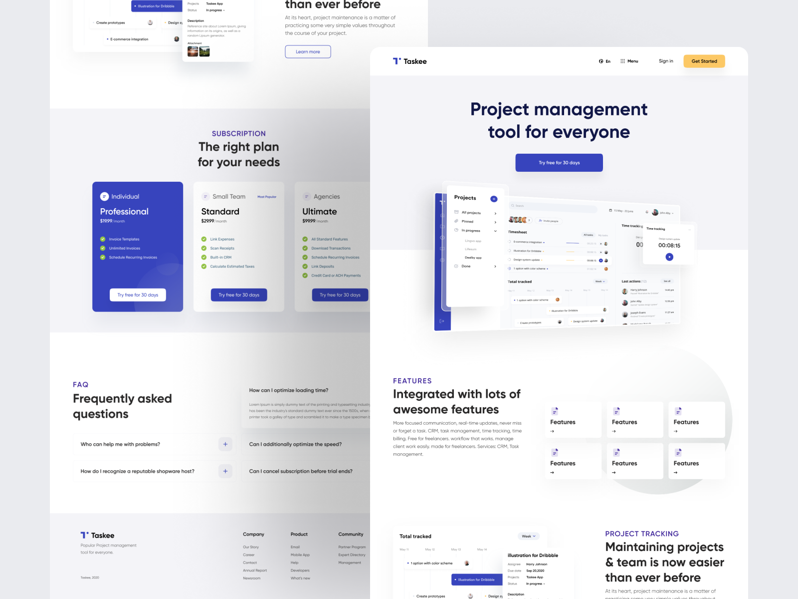 Taskee : Landing Page Exploration by Arafat Ahmed Chowdhury on Dribbble