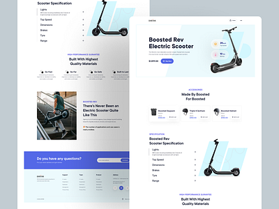 Product Landing Page : Visual Exploration boosted electric scooter product page scooter ui userinterface ux web web design website