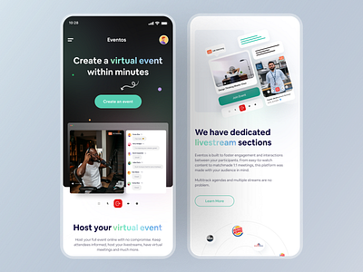 Virtual Event Platform I Mobile responsive design inspiration event app event branding event mangement landing page design marketing page minimal mobile app mobile ui ui user interface ux virtual event web web design