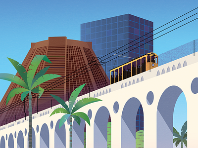 Arcos da Lapa brazil bridge buildings city illustration rio de janeiro tram viaduct