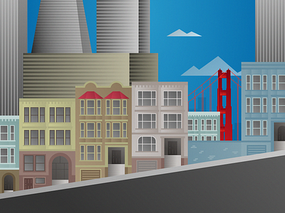 San Francisco Street buildings illustration san francisco street