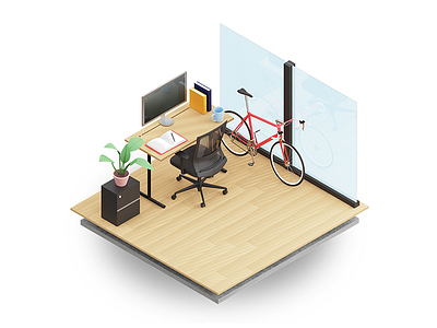 WeWork Desk 3d 3d art blender3d desk lowpoly3d office plant workspace