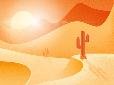 Sahara cactus desert sand dune sunset texturing