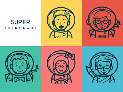 Illustration | Dubidam Teams Character astronaut character design line people stroke team