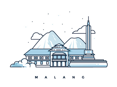 Malang Illustration city design illustration malang stroke tugu