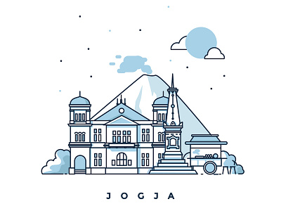Yogyakarta - Illustration blue city design illustration jogja landmark stroke tugu vector yogyakarta
