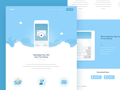 Wallet - Landing Page app design header illustration landingpage ui wallet web
