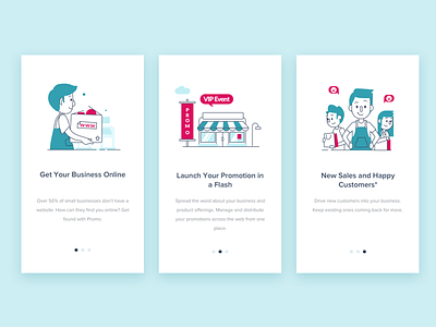 Promotion Onboarding app business design illustration promotion small store