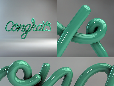 Congrats! 3d c4d cinema4d global illumination handwritten reflection shade type typography wedding