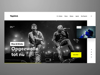 TopNotch artist design hiphop landing music opgezwolle rico. sticks ui ux