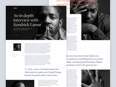 Kendrick Lamar - Vice interview design hiphop interface kendrick lamar rapper typography ui ux vice web webdesign