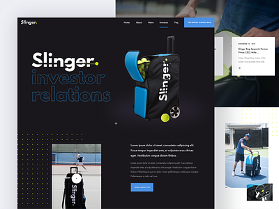 Slinger. design interface landing sport startup tennis ui web webdesign
