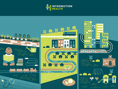 Intersection Health design illustration logo