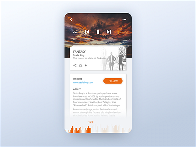 Music player band card clean ios app design minimal mobile ui music player screen simple social