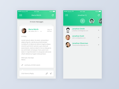 Email app card chat clean conversation email ios app message minimal mobile simple ui design user
